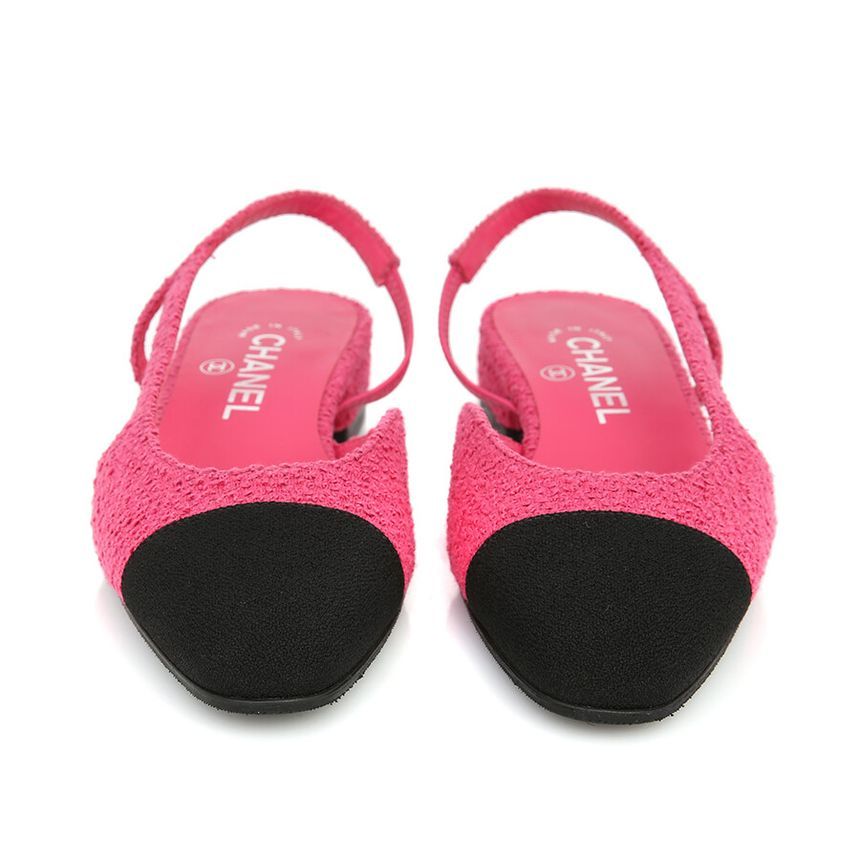 CHANEL Tweed Slingback Low Heel Sandals G31319 [] - Image 2